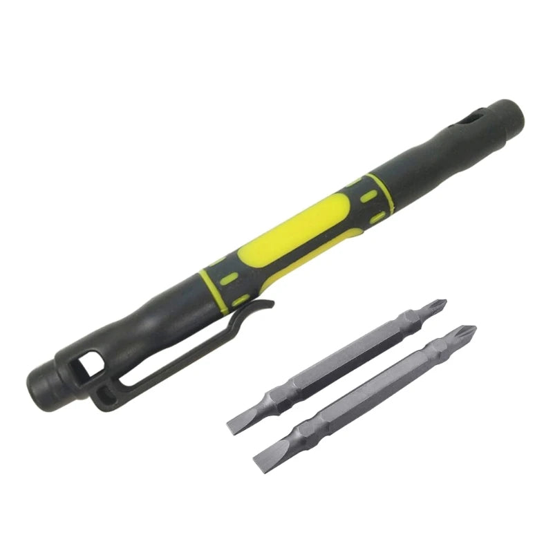 Pen Shape Pocket Mini Screwdriver with 4 Double End Bits Repair Tools Kit Flat Head Cross Head Screwdriver Tools