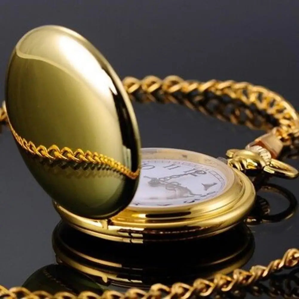Quartz Pocket Watch Fob Chain Necklace Mens Father Gifts Clock Classic Smooth Vintage Pocket Watch Necklace Pendant Pocket Watch