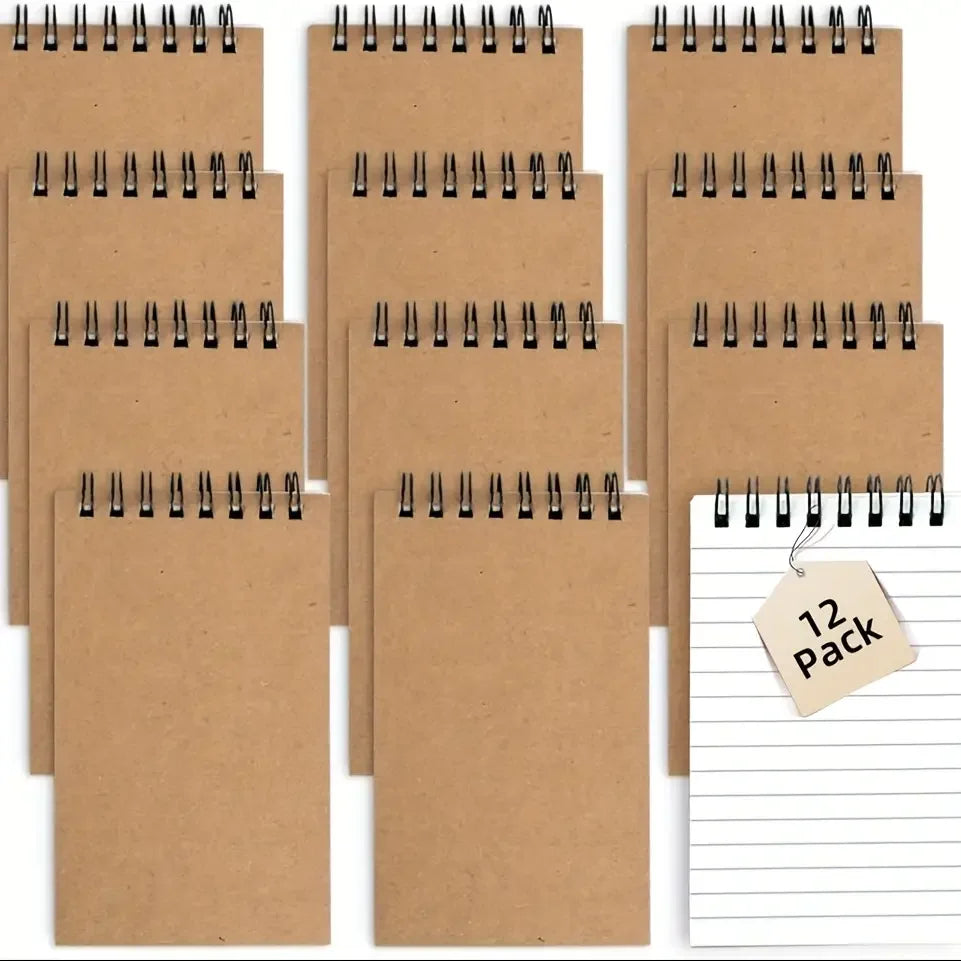6/12/18 Pcs Pocket Spiral-Bound Notepads Office-Style Mini Notebooks Lined Paper Memos For Home University School Meeting Use