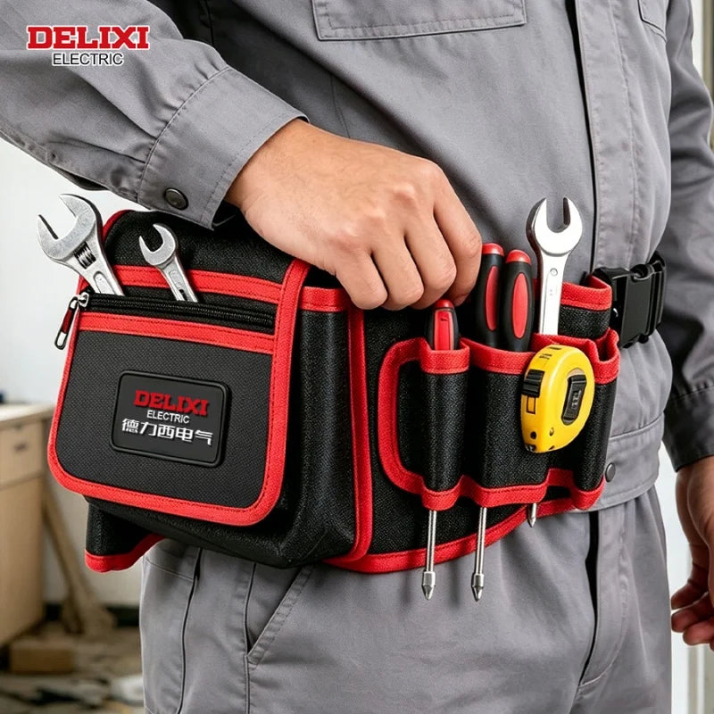 Tool Waist Bag,Puncture-Resistant Oxford Fabric,Zippered Pocket,Portable Multi-Pocket Tool Organizer,for Storage of Small Tools.