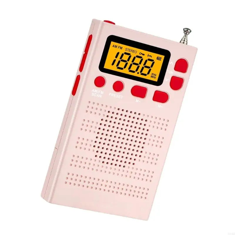 Portable Radio Mini FM Weather Radio Pocket Radio Player LCD Screen Digital Radio Long Distance Best Reception H8WD