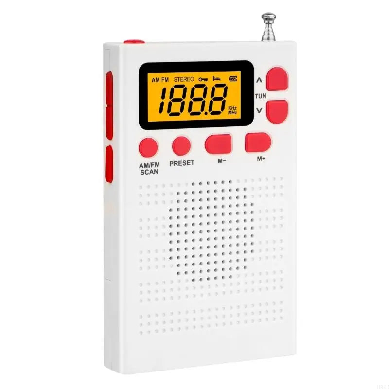 Portable Radio Mini FM Weather Radio Pocket Radio Player LCD Screen Digital Radio Long Distance Best Reception H8WD