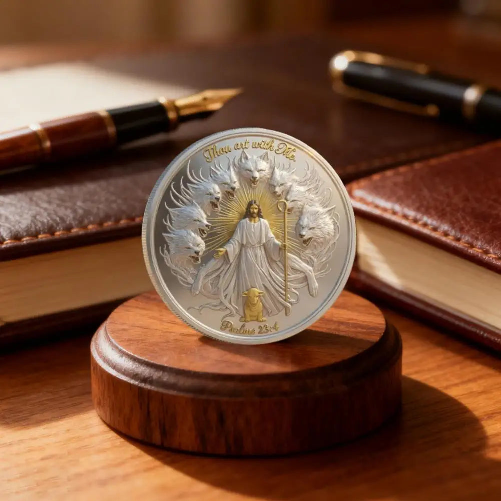 Faith Coin Faith Commemorative Coin Jesus Good Shepherd Psalm 23 4 Protection Challenge Coin Keepsake Token for Believers