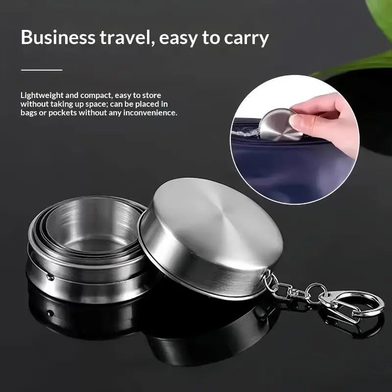 Stainless Steel Teacup with Collapsible Design for Camping Easy to Pack Lightweight Cookware for Outdoors