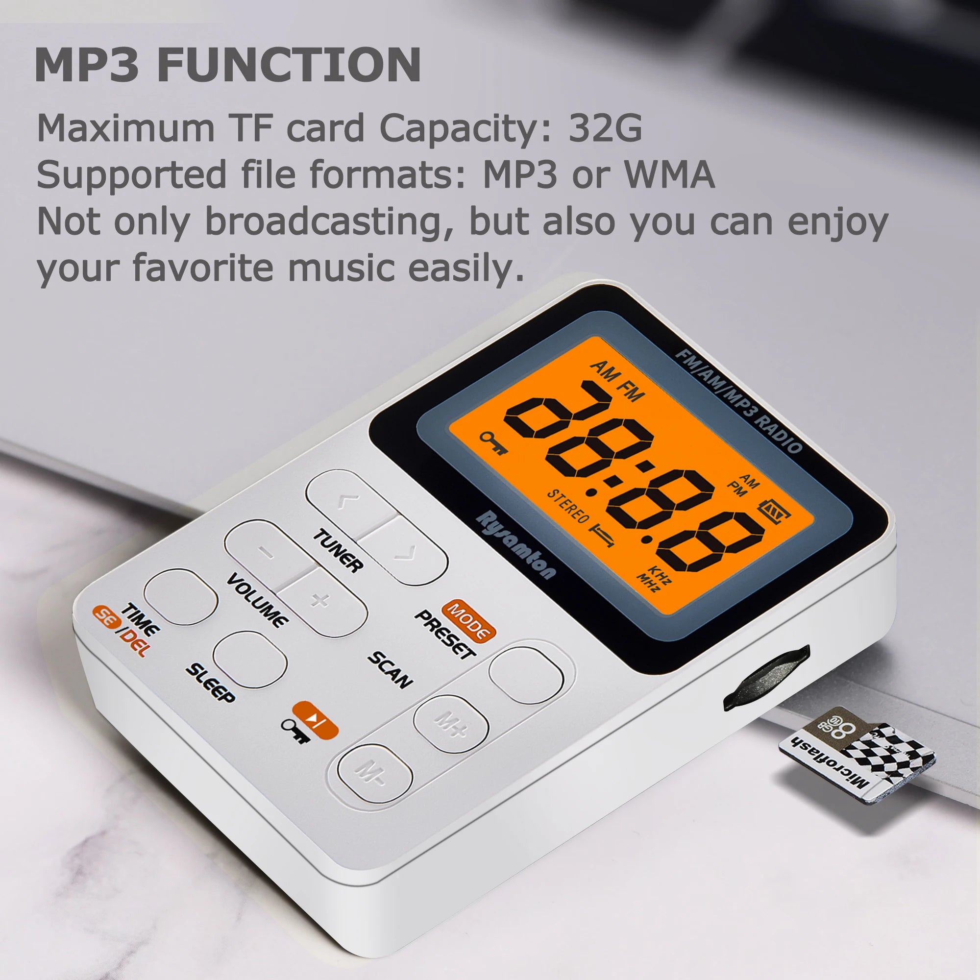 Rysamton Portable Radio, AM/FM Pocket Radio with Rechargeable Battery, Best Reception,Large Digital Displays, Earphone Included