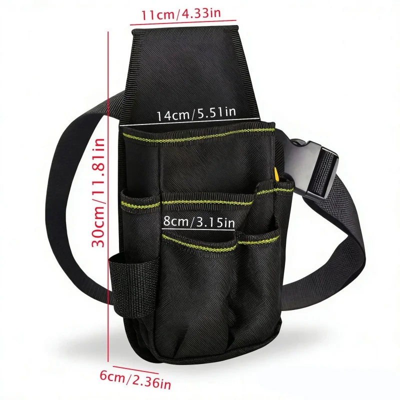 Pocket Tool Pouch，6-Pouches and 9 Screwdriver Loops Construction, Heavy-Duty Tool Bag with Adjustable Belt for Electrici