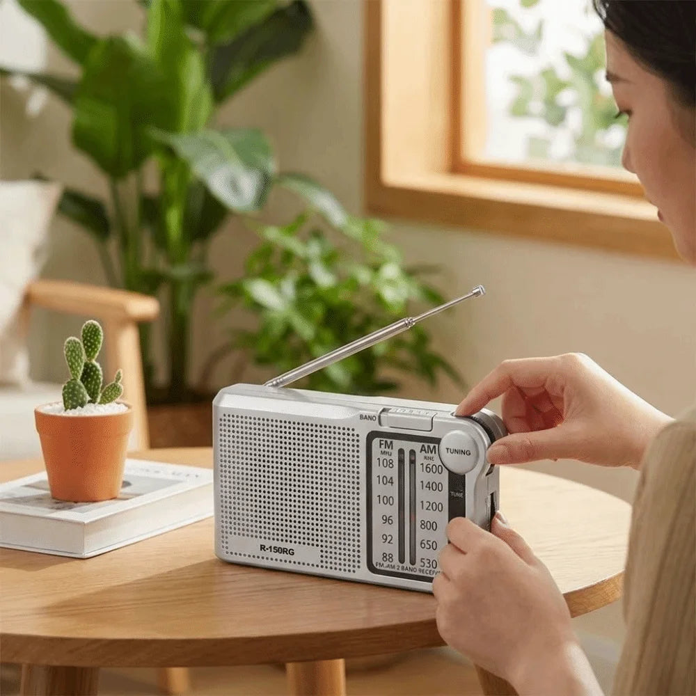 Pointer Radio 150RG AM/FM Radio Rechargeable Two Band Receive Pocket Radio Headphone Jack Mini Small Radio Indoor Use