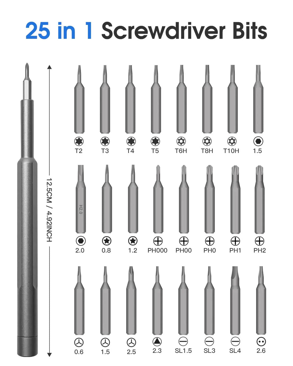 Precision Screwdriver Set Small Screw Driver with Torx Cross Head and Flat Head Magnetic Repair Tool for Electronics Watch DIY