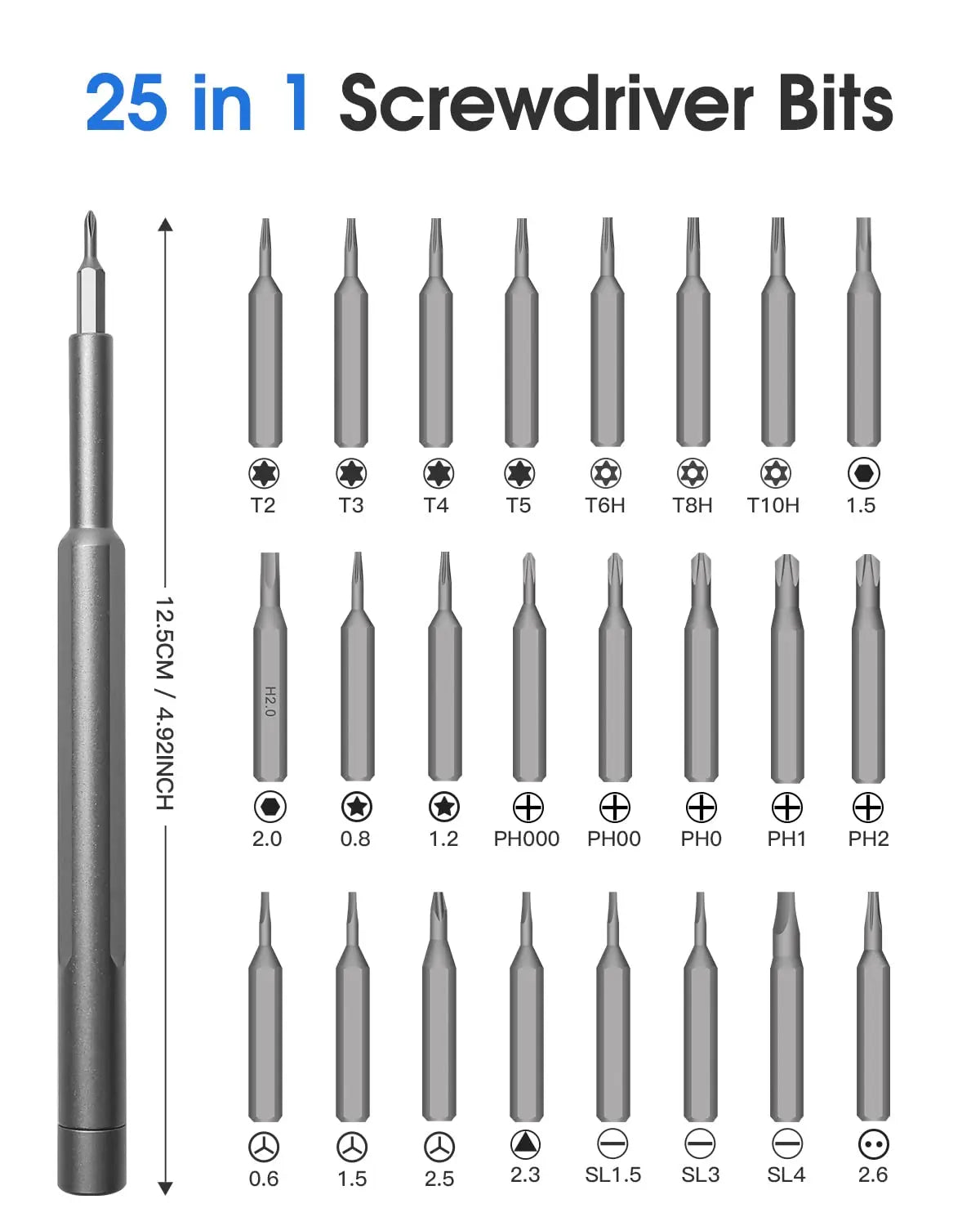 Precision Screwdriver Set Small Screw Driver with Torx Cross Head and Flat Head Magnetic Repair Tool for Electronics Watch DIY