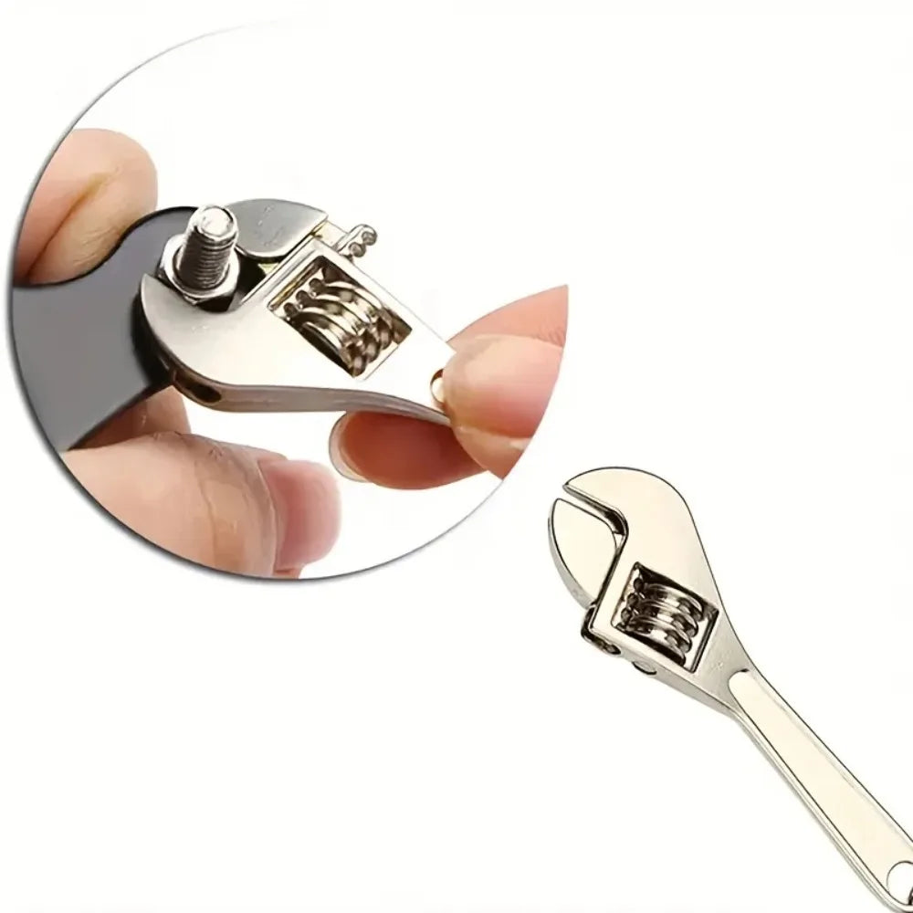Pocket Mini Keychain Repair Tools Adjustable Small Wrench Slotted & Phillips Screwdriver Compact Metal Tool Kit with Keyring