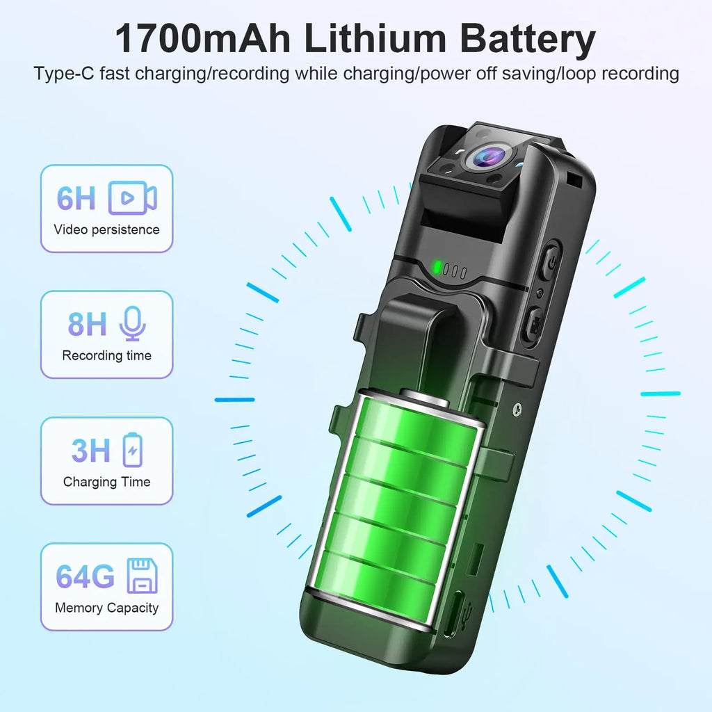 4K Mini Action Camera Outdoor Sport Portable Digital Video Recorder Worn Small Body Cam Night Vision DV Miniature Camcorder