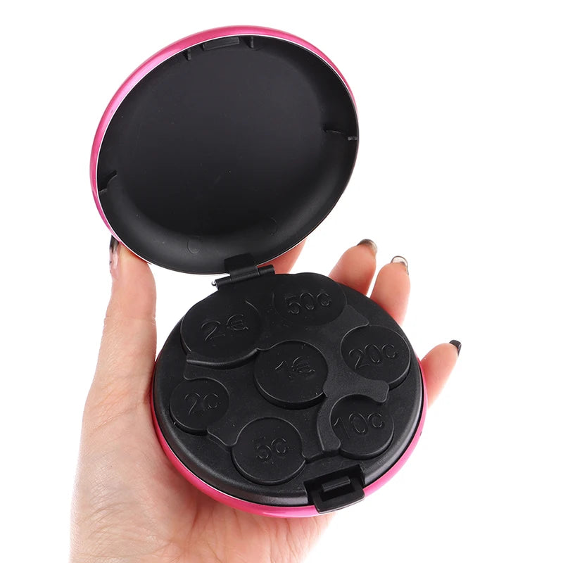 Round USD/Euro Coin Storage Box Coins Purse Aluminum Alloy Plastic Coins Dispenser Wallet Mini Money Bank