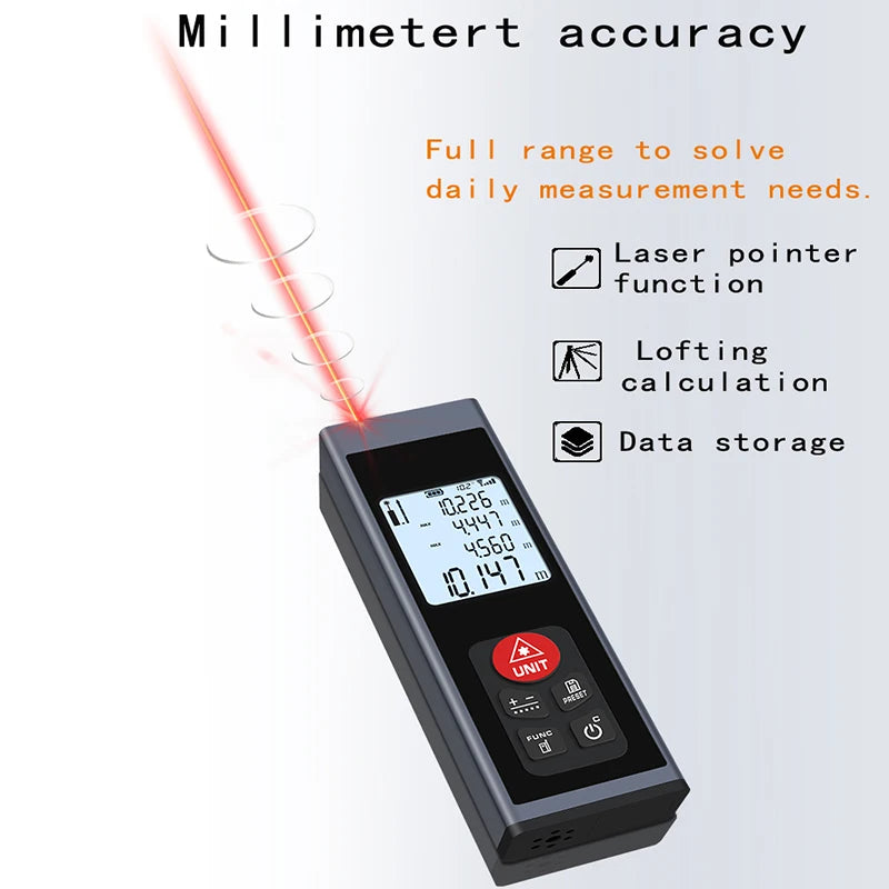 Laser rangefinder, aluminum alloy shell, USB charging, multiple measurement modes, 262FT/328FT distance with angle function