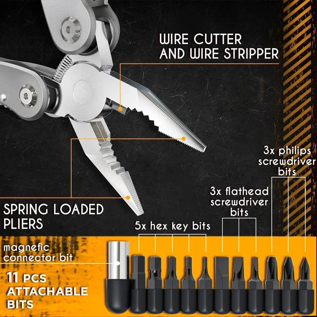 Portable Pocket Multitool 420 Stainless Steel Multitool Pliers Knife Screwdriver for Outdoor Survival Camping Hunting and Hiking