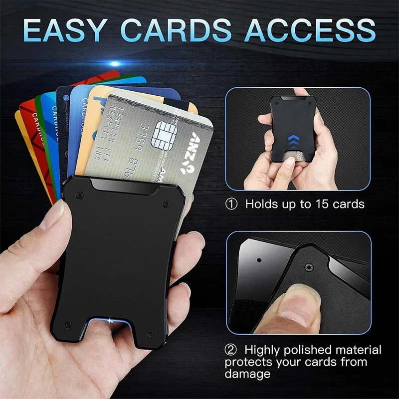 Metal Wallet for Men, Ergonomics Design Money Clip Wallet with Compass, Minimalist Slim Wallet with RFID Blocking