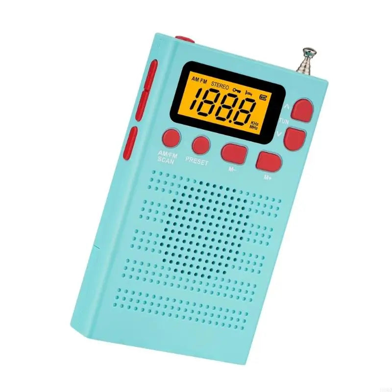 Portable Radio Mini FM Weather Radio Pocket Radio Player LCD Screen Digital Radio Long Distance Best Reception H8WD