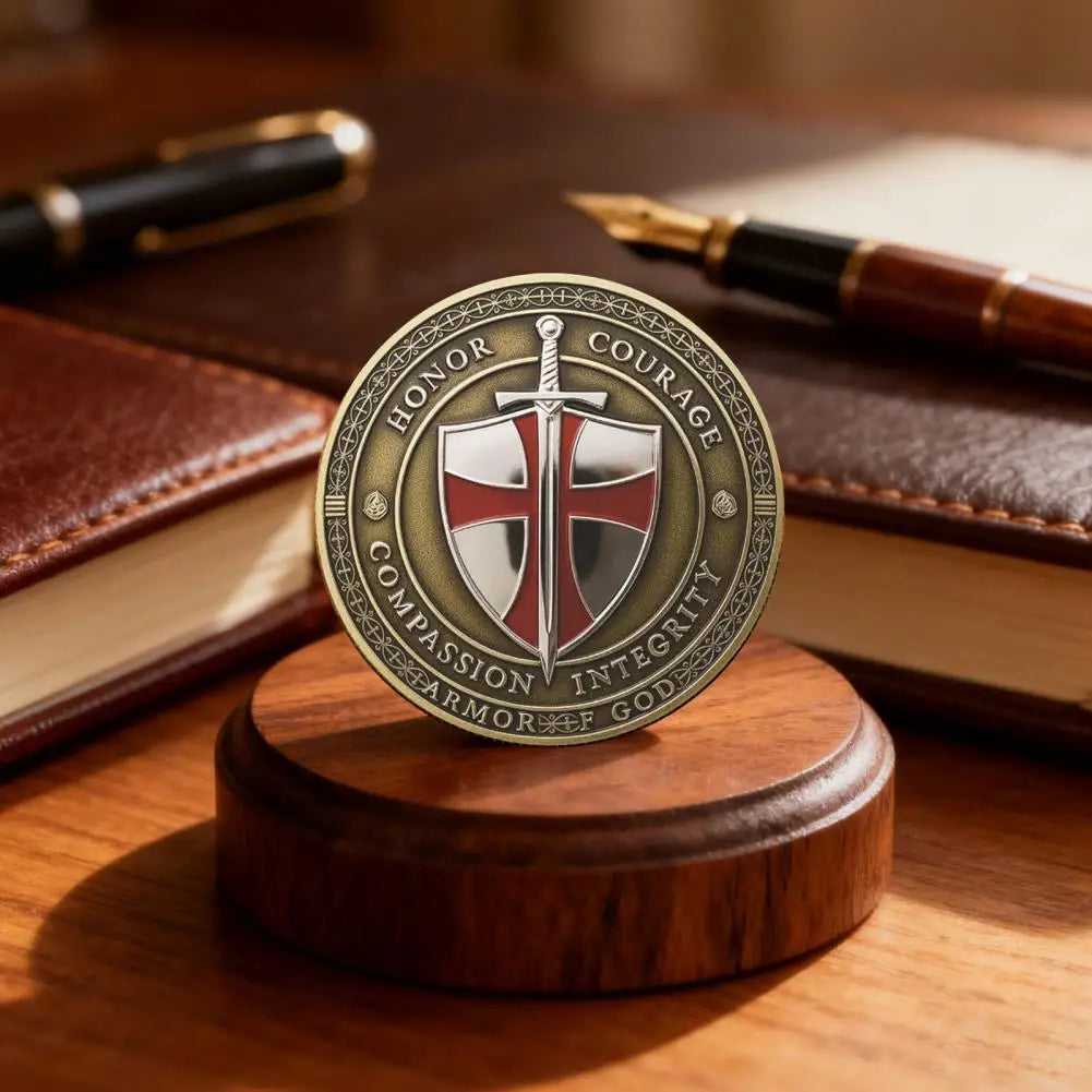Challenge Coin Holy Challenge Coin Knight Prayer Commemorative Coin Christian Faith Symbolism Gift for Men Collectors Christian