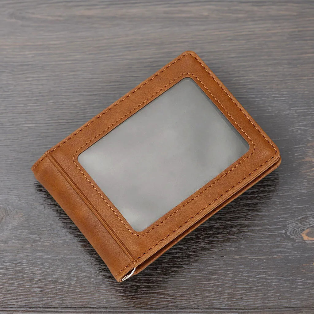 Multi Functional Men's Wallet RFID Card Bag Anti-theft Brush Multi Slot USD Money Clip Card Bag