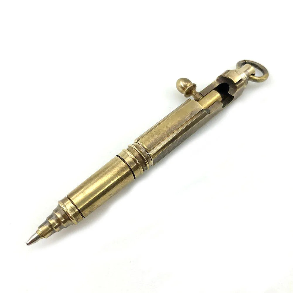 Outdoors Writing Tools EDC Mini Pocket Pen Handmade Brass Bolt Ballpoint Pen