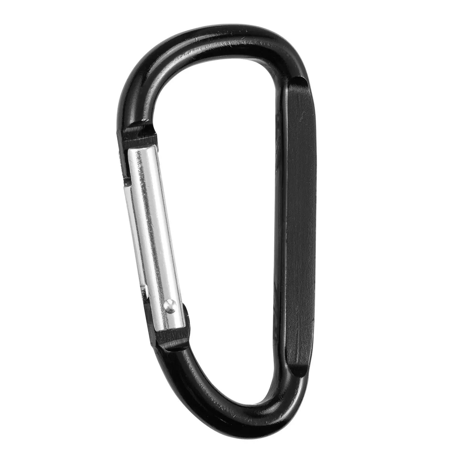 10 PCS Black Aluminum Alloy D Ring Carabiner 3.07" Spring Snap Hook Keychain Clip for Cars