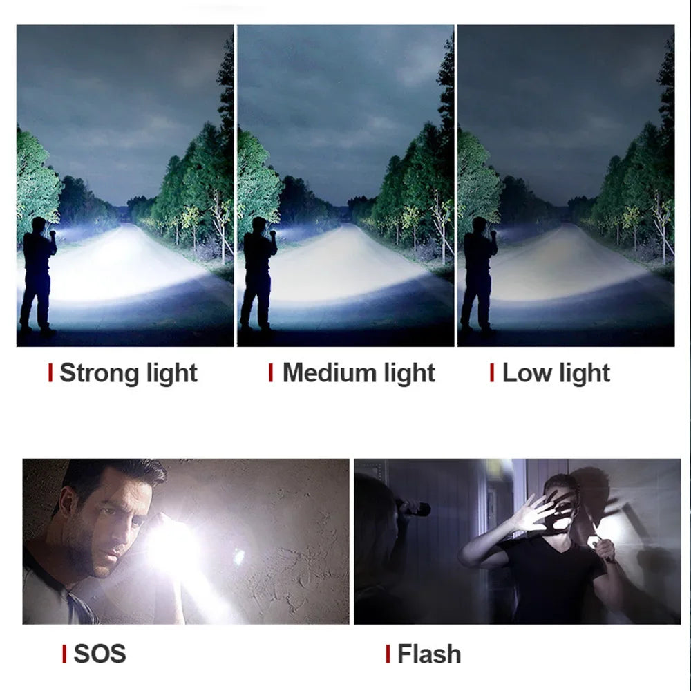 Rechargeable LED Flashlights 990000 Lumens Super Bright Portable Flashlights 5 Modes IPX4 Waterproof Handheld Torches for Hiking