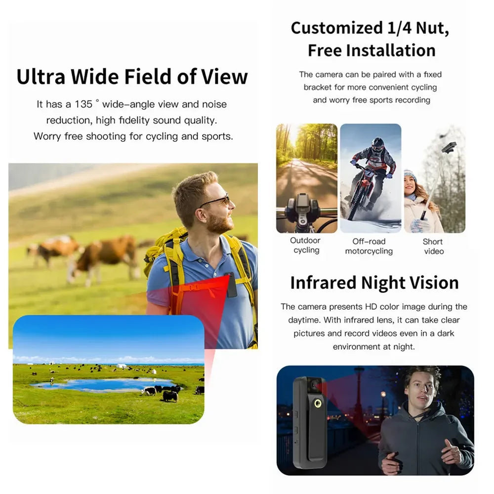 Professional 4K Evidence Body Cam - Flip Lens Design, Night Vision, 4G Lte + Wifi, Secure Data Storage for Law Enforcement