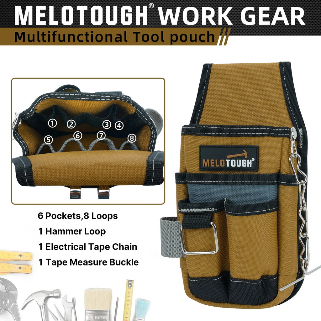 Pocket Tool Pouch Tool Belt Pouches with Belt Clip Utility Mini Tool Organizer Pouch for Electrician,Carpenter,Construction