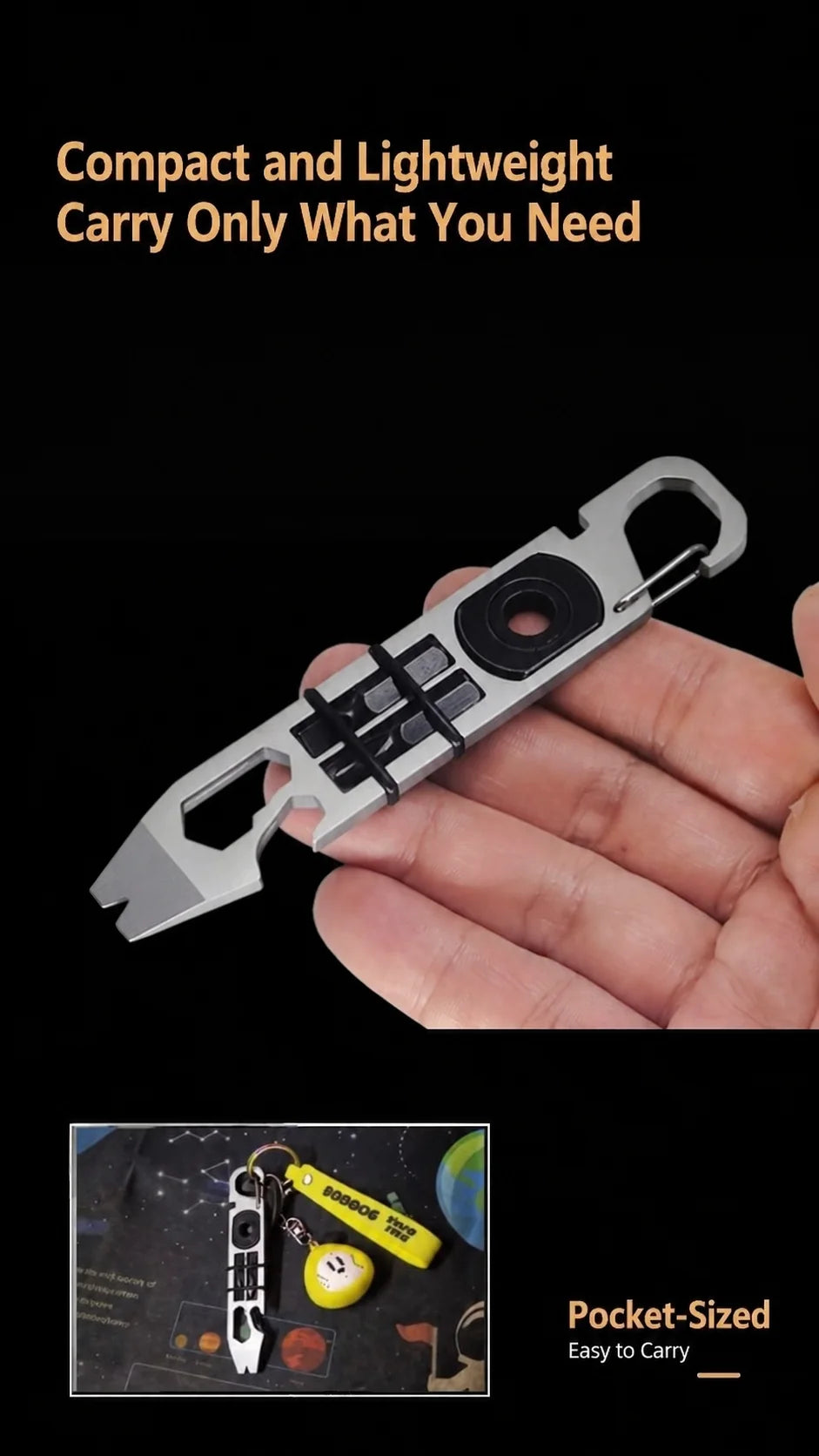 Multifunctional EDC Tool Card, Ratchet Screwdriver Crowbar Bottle Opener, Outdoor Survival Self-Defense Keychain Gadget
