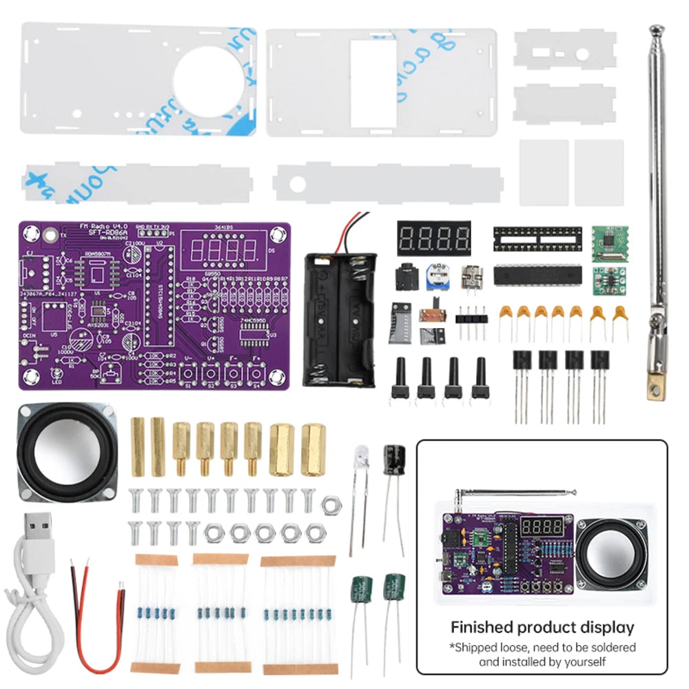 Radio electronic DIY kit AXS2031 FM radio digital tube display radio single chip learning assembly parts 87.5MHz~108MHZ
