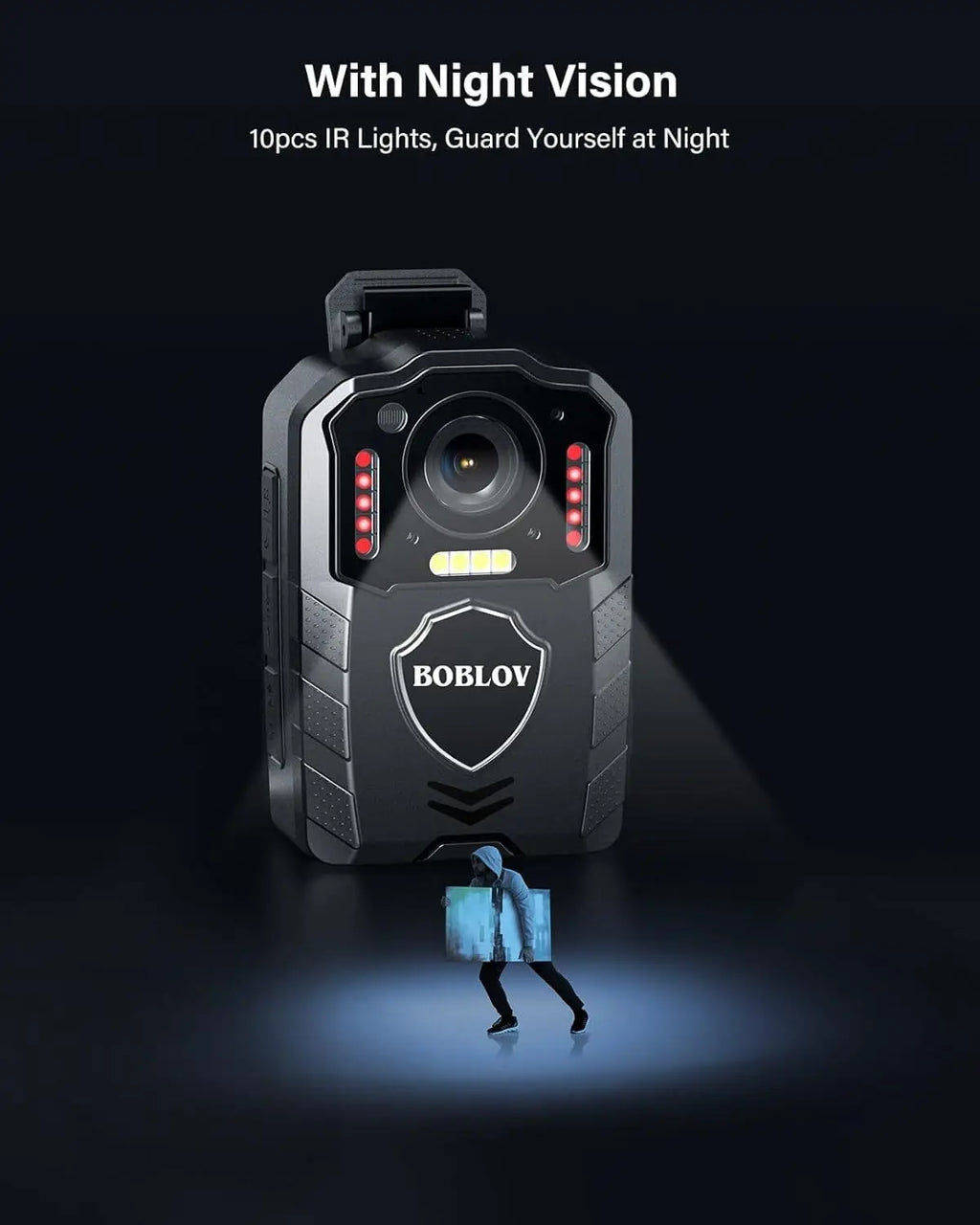BOBLOV 1440P HD Body Cam KJ25 3000mAh 13Hrs Runtime Ideal for Law Enforcement