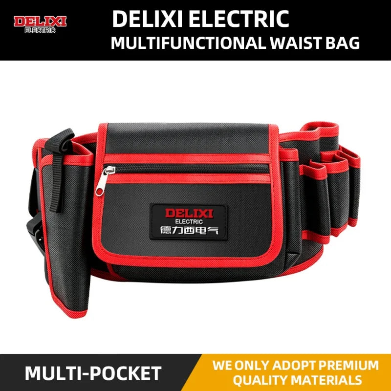 Tool Waist Bag,Puncture-Resistant Oxford Fabric,Zippered Pocket,Portable Multi-Pocket Tool Organizer,for Storage of Small Tools.