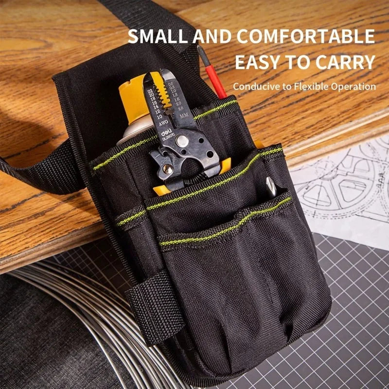 Pocket Tool Pouch，6-Pouches and 9 Screwdriver Loops Construction, Heavy-Duty Tool Bag with Adjustable Belt for Electrici