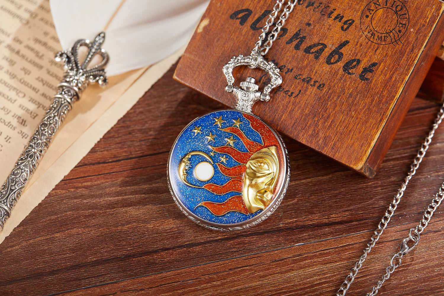 Retro men pocket watch college windy day moon stars personality appearance women pocket watch children quartz pocket watch
