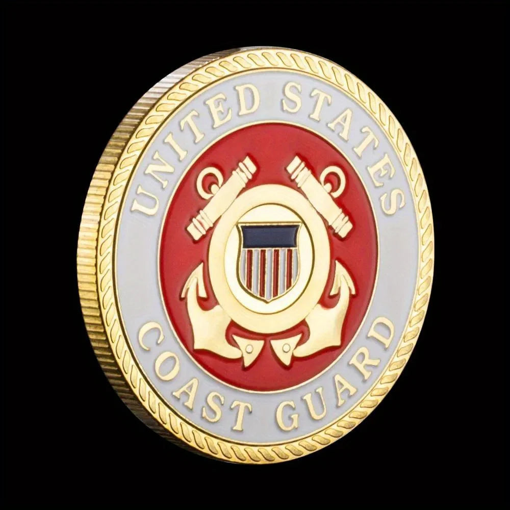 United States Coast Guard Challenge Coin and HeroValor Prayer for Courge Coins Golden Plated Souvenirs Decors Commemorative Coin