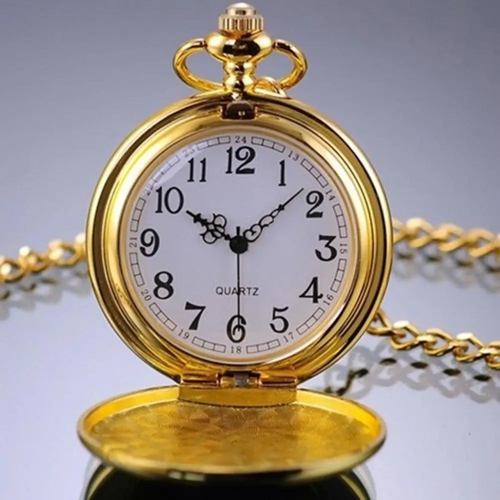 Quartz Pocket Watch Fob Chain Necklace Mens Father Gifts Clock Classic Smooth Vintage Pocket Watch Necklace Pendant Pocket Watch