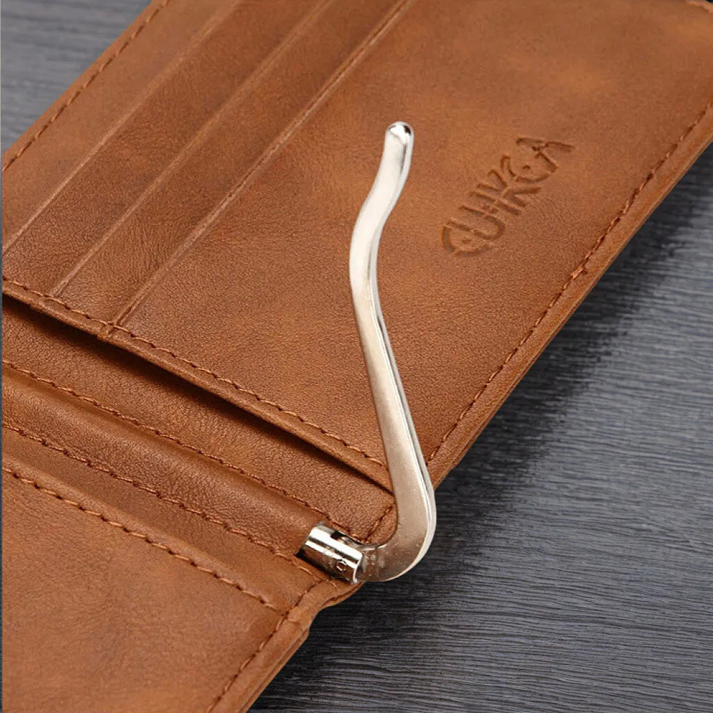 Multi Functional Men's Wallet RFID Card Bag Anti-theft Brush Multi Slot USD Money Clip Card Bag