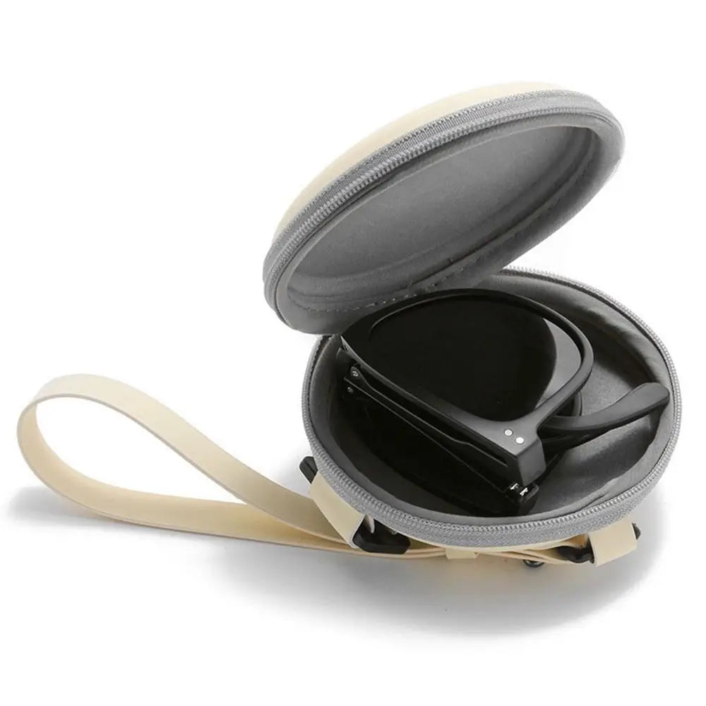 Foldable Round Sunglasses Storage Case Retro Fashion Beige Eyeglasses Pouch EVA Folding Glasses Case Portable