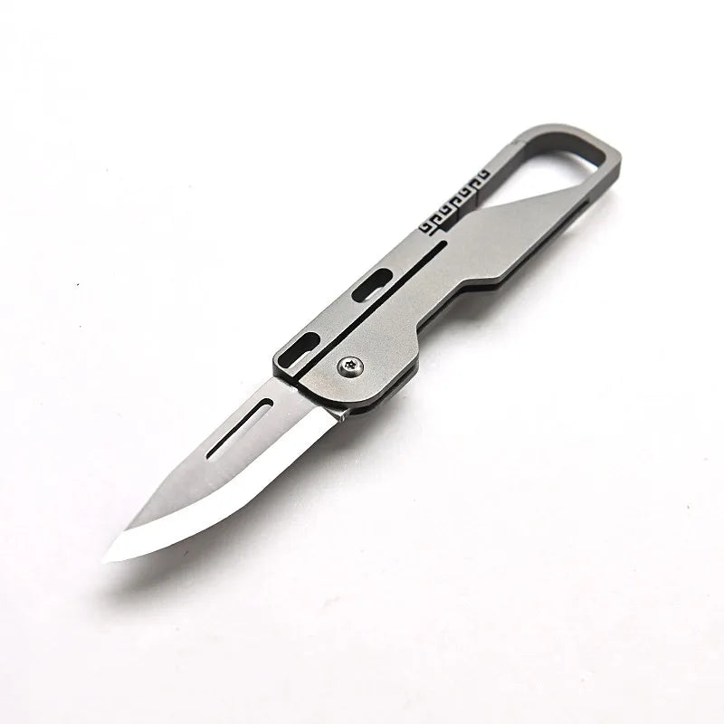 Titanium Alloy Pocket Knife Camping Survival Multitool Mini Folding Knife Outdoor EDC  Tools Bucket Keychain Unboxing Cutter