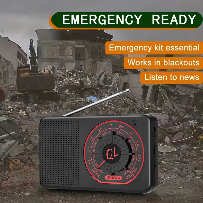 Portable AM/FM Radio with Good Reception, Large Speaker, Easy Tuning Dial & Earphone Jack for Home, Outdoor and Emergency Use