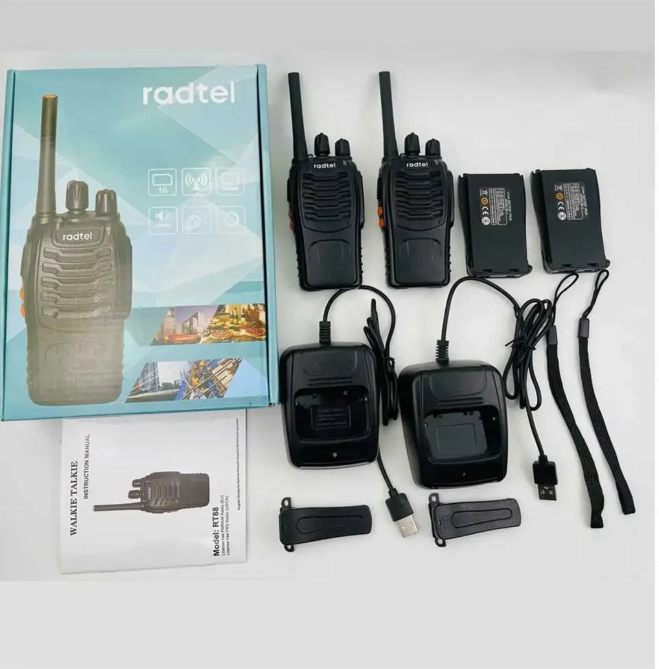 Radtel RT88 Rechargeable Walkie Talkie  Portable Two Way Radio Long Range for Audlt Business Travelling, hiking outdoor fishing