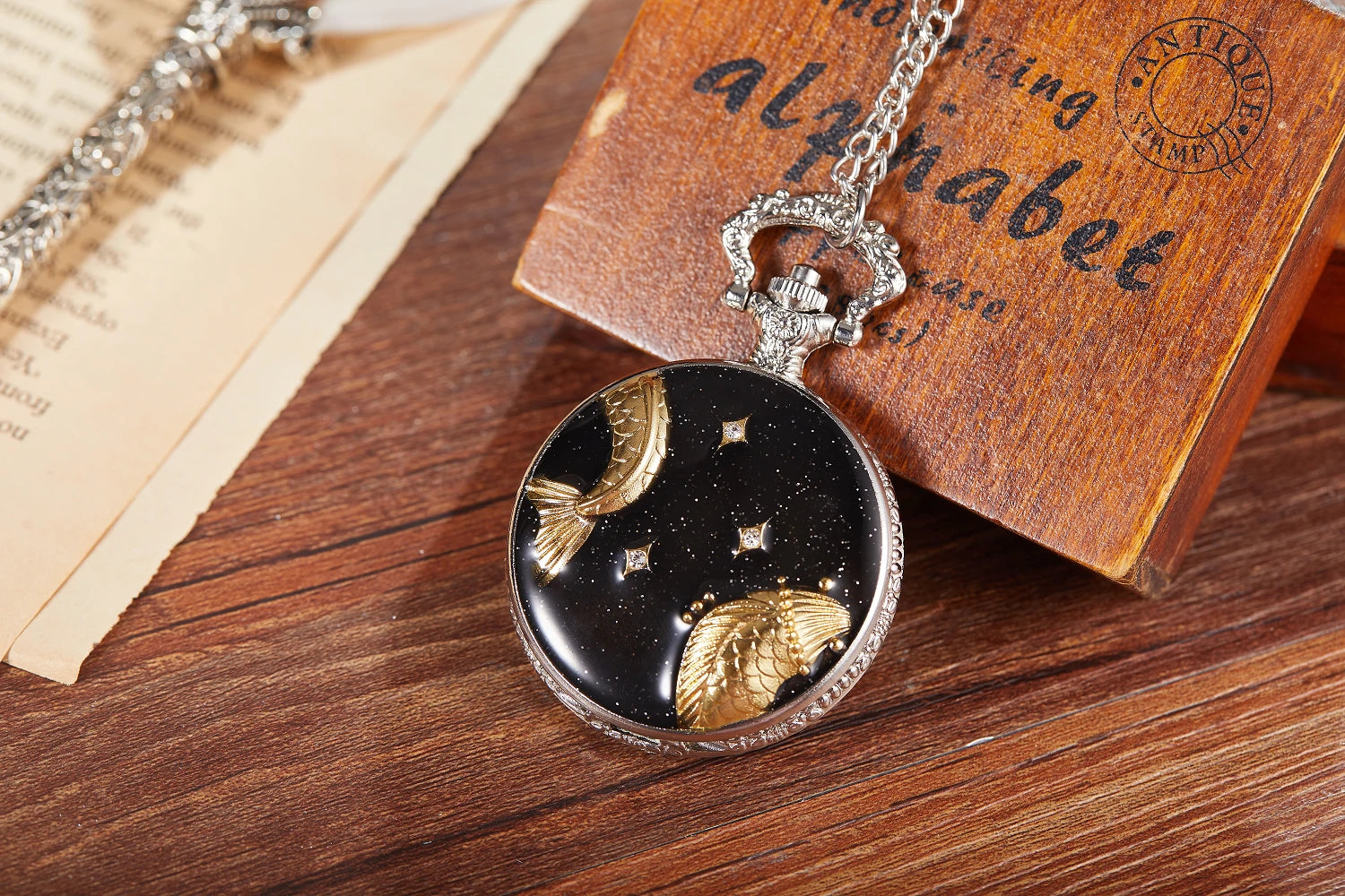 Retro men pocket watch college windy day moon stars personality appearance women pocket watch children quartz pocket watch