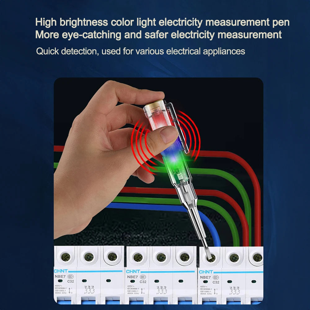 AC24-250V Intelligent Voltage Circuit Tester Pen Screwdriver Electric Test Detector Slotted Screwdriver Test Pen with Buzzer
