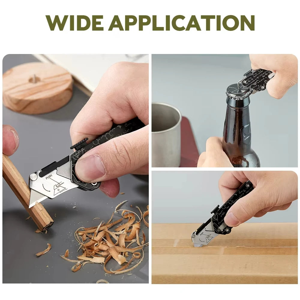 SWISS TECH Pocket Utility Knife Multitool Knives 2 In 1 Mini Stationery Knives Box Cutter Paper Cutting EDC Tool