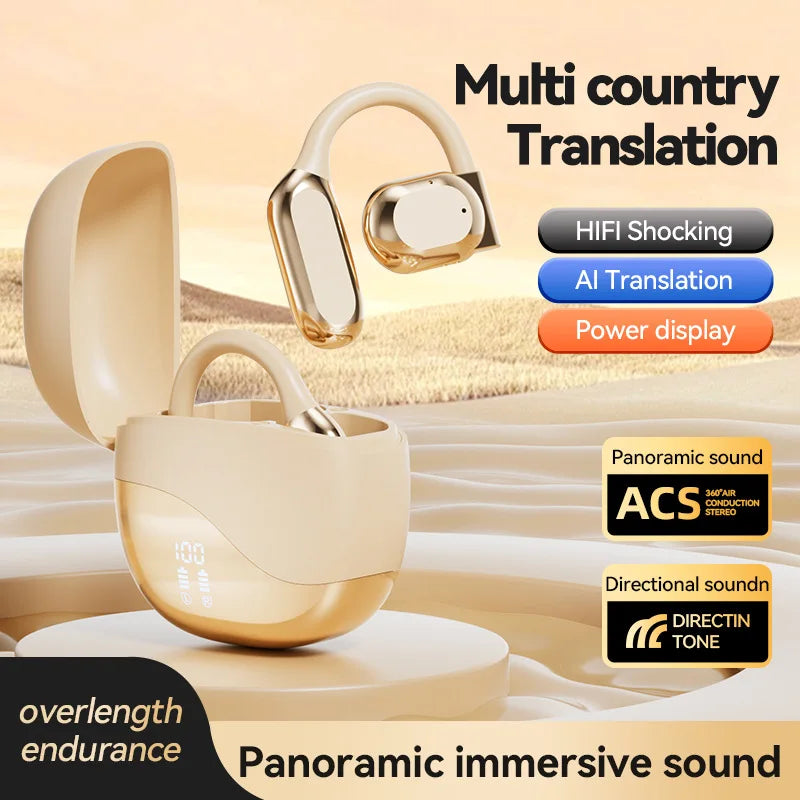 Wireless Bluetooth earbuds, simple over-the-ear design, non-intrusive, open sound quality, business style, with battery display