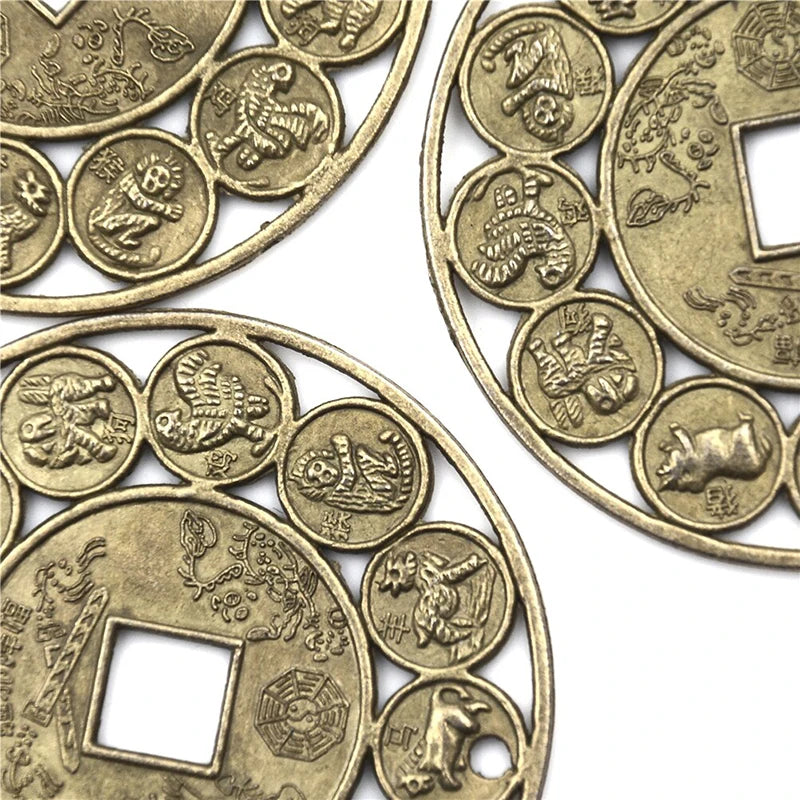 。2pcs new Amulets for Good Luck Feng Shui Coins Amulet Money Prosperous Protection Zinc Alloy Auspicious Chinese Coins of Luck