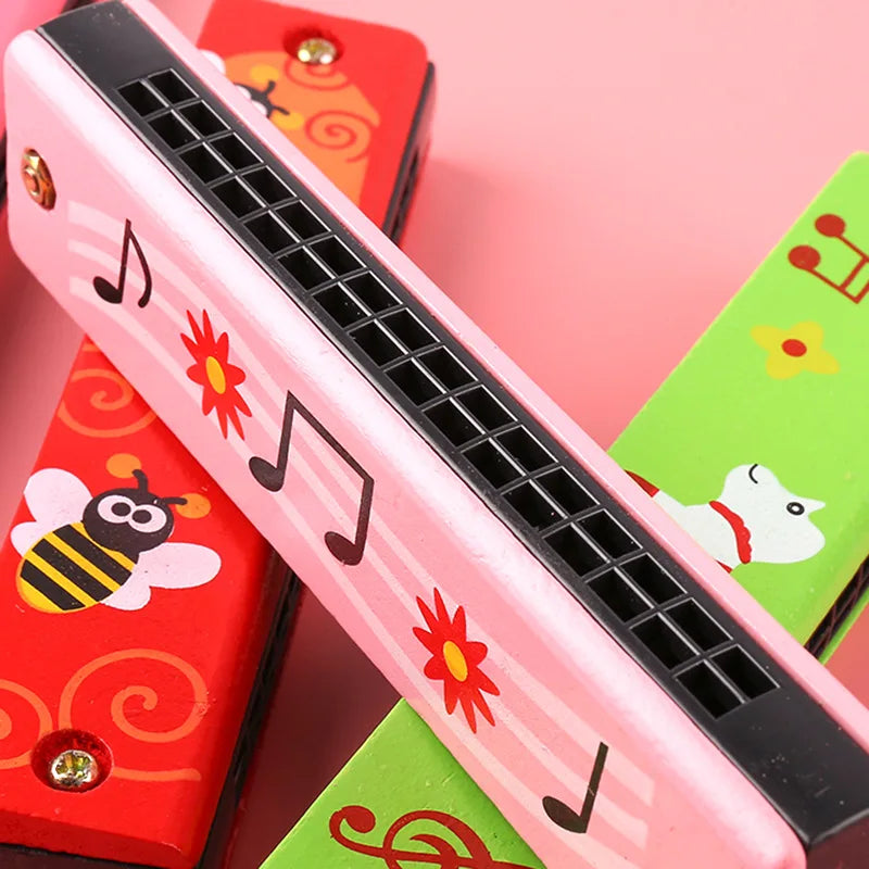16 Holes Cute Harmonica Musical Instrument Educational Toys Cartoon Pattern Child Wind Instrument Children Gift Kids Montessori