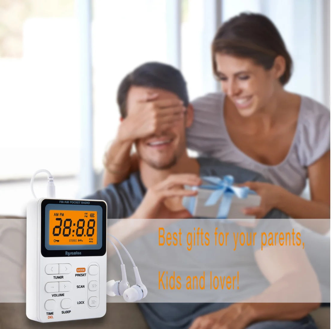 Rysamton Portable Radio, AM/FM Pocket Radio with Rechargeable Battery, Best Reception,Large Digital Displays, Earphone Included