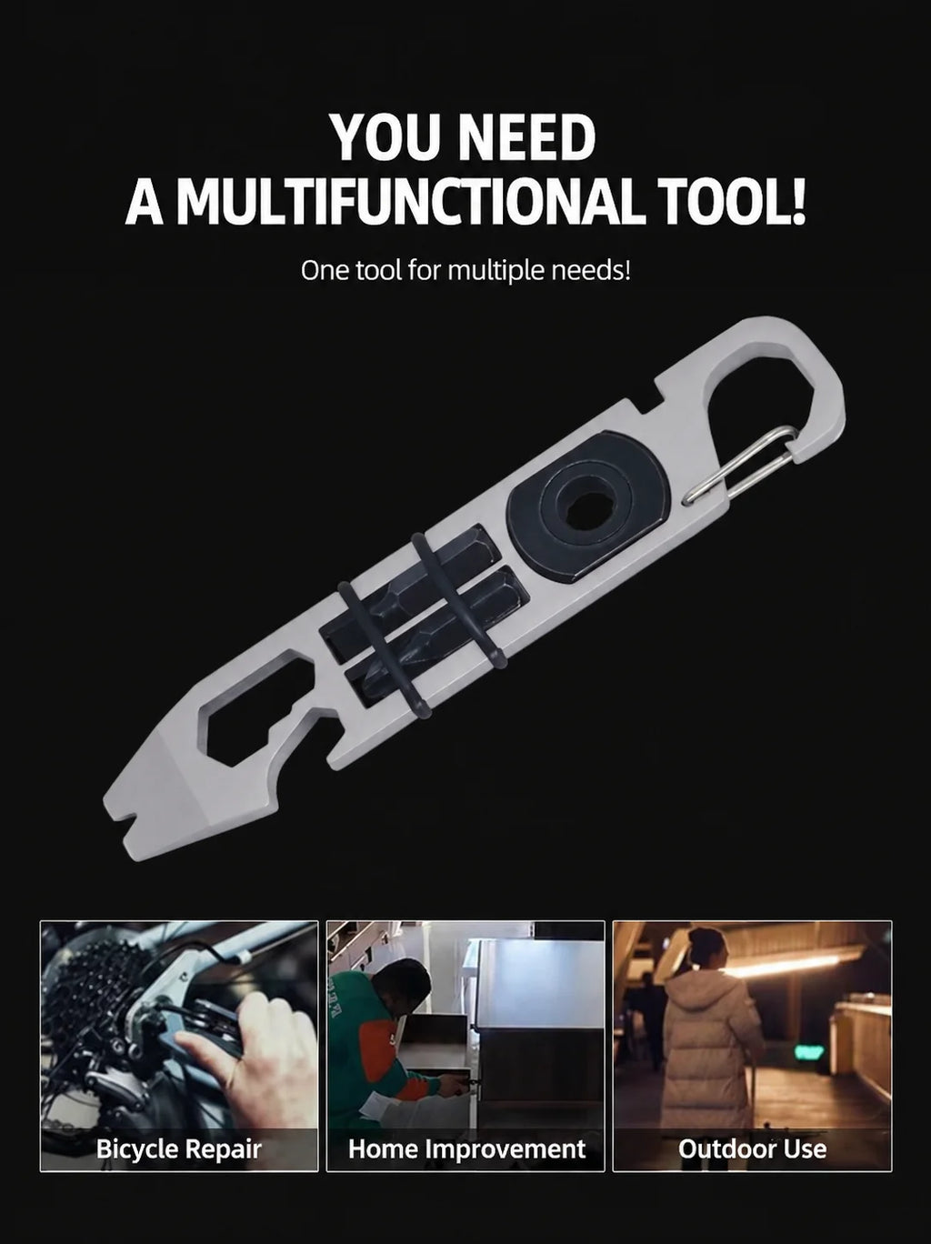 Multifunctional EDC Tool Card, Ratchet Screwdriver Crowbar Bottle Opener, Outdoor Survival Self-Defense Keychain Gadget