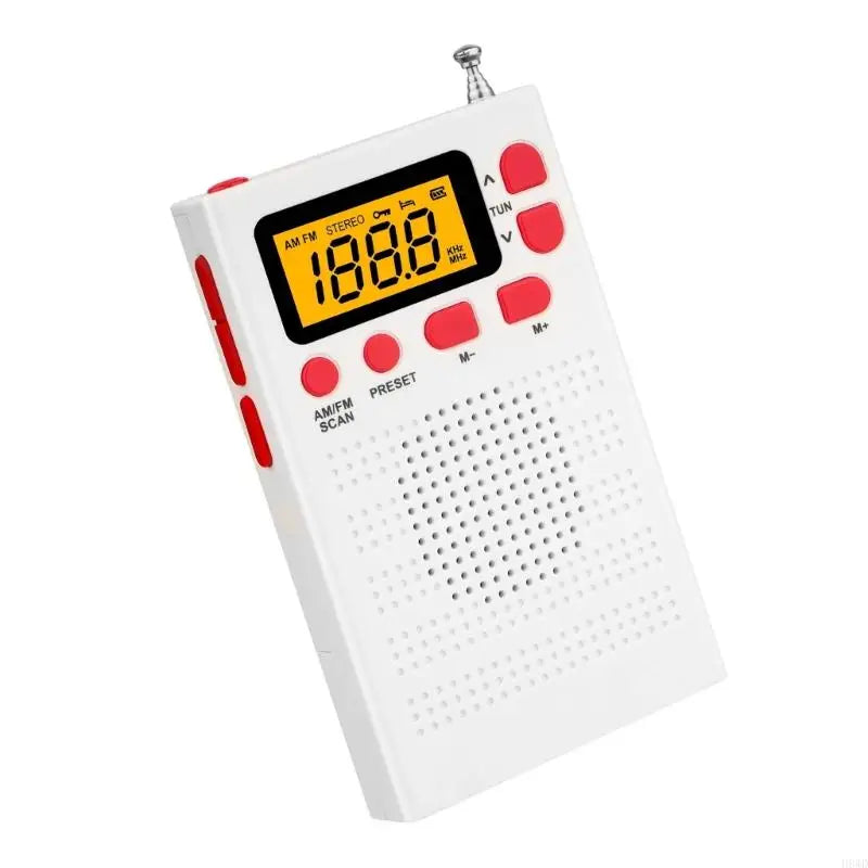 Portable Radio Mini FM Weather Radio Pocket Radio Player LCD Screen Digital Radio Long Distance Best Reception H8WD