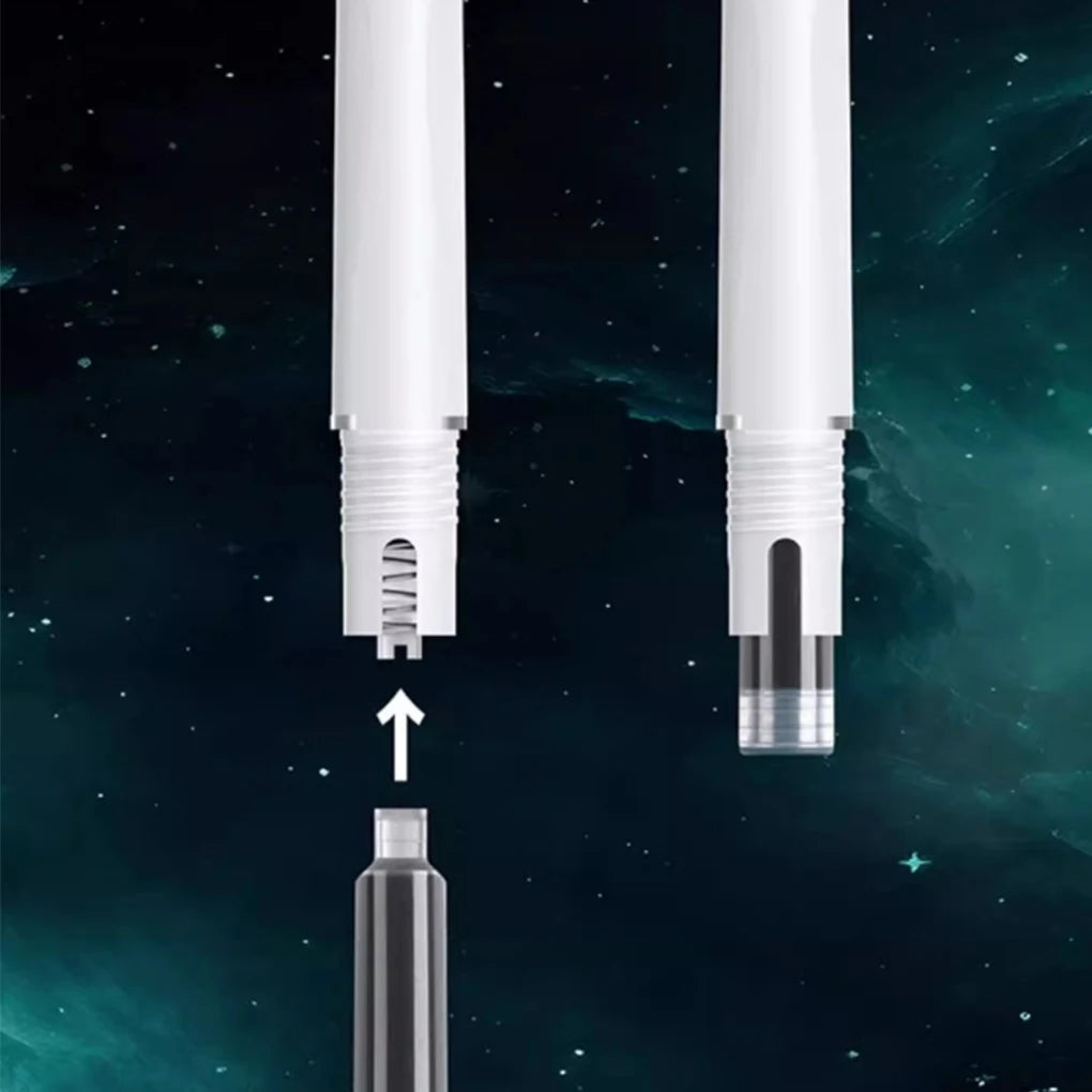 Space Capsule Design Retractable Fountain Pen 0.38mm Smooth No Splatter Writing Pen with Ink Cartridge Set for School Stationery
